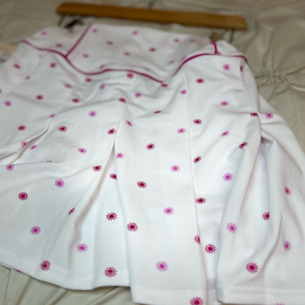 NWT Nanette Lepore White Tennis Skirt Skort w Hot Pink Sunbursts Size Small - Picture 8 of 15